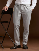 Men's Grey Formal Slim Fit Solid Trouser