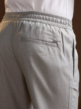 Men's Grey Formal Slim Fit Solid Trouser
