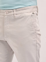 Men's Beige Casual Slim Fit Solid Trouser