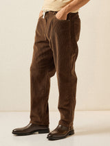 Men's Brown Casual Tapered Fit Striped Chinos