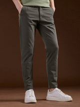 Men's Grey Casual Slim Fit Solid Trouser