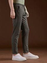 Men's Grey Casual Slim Fit Solid Trouser