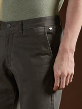 Men's Grey Casual Slim Fit Solid Trouser