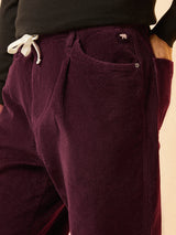 Men's Maroon Casual Straight Fit Striped Chinos