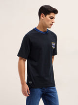 Men's Black Casual Oversized Printed Half Sleeves Tshirt