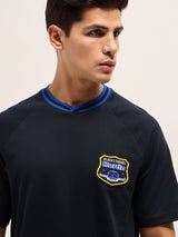 Men's Black Casual Oversized Printed Half Sleeves Tshirt