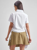 Women's White & Khaki Shirt With Mini Skirt