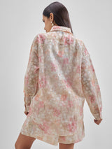 Women's Pink Relaxed Fit Shirt & Shorts Co-ords Set