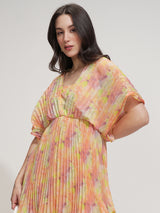 Women's Yellow Ethnic Abstract Regular Fit Half Sleeves Dress