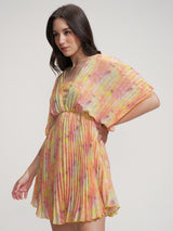 Women's Yellow Ethnic Abstract Regular Fit Half Sleeves Dress