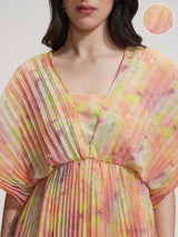 Women's Yellow Ethnic Abstract Regular Fit Half Sleeves Dress