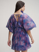 Women's Blue Ethnic Abstract Regular Fit Half Sleeves Dress
