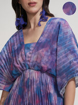 Women's Blue Ethnic Abstract Regular Fit Half Sleeves Dress