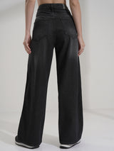 Women's Black Casual Solid Flared Jeans