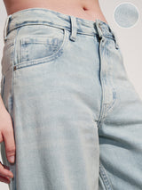 Women's Light Blue Casual Solid Loose Fit Jeans