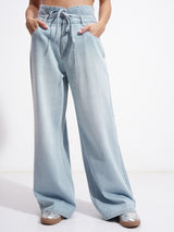 Women's Light Blue Casual Solid Flared Jeans