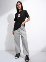 Women's Grey Casual Solid Regular Fit Trouser