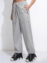 Women's Grey Casual Solid Regular Fit Trouser