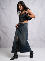 Women's Blue Casual Solid Regular Fit Skirts