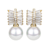 Women's Classy American Diamond Pearl Drop Earring