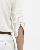 Men's White Casual Regular Fit Solid Full Sleeves Shirt