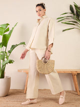 Women's Beige Linen Two Piece Co-ord Set