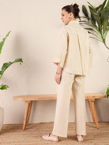 Women's Beige Linen Two Piece Co-ord Set
