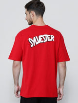 Men's Red Casual Oversized Fit Printed Half Sleeves Tshirt
