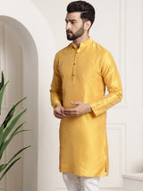Men's Yellow Full Sleeves Straight Kurta