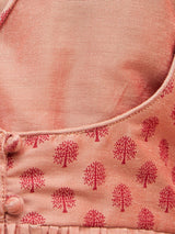 Girls Pink Viscose Anarkali Kurta Set with Complimentary Polti Bag