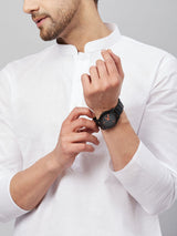 Men's White Festive Solid Full Sleeves Kurta