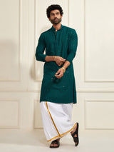 Men's Green Rayon Shifli Embroidered Kurta