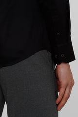 Men's Black Formal Solid Slim Fit Full Sleeves Shirt