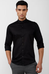 Men's Black Formal Solid Slim Fit Full Sleeves Shirt