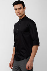 Men's Black Formal Solid Slim Fit Full Sleeves Shirt