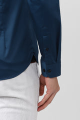 Men's Blue Casual Solid Slim Fit Full Sleeves Shirt