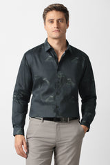 Men's Black Casual Printed Slim Fit Full Sleeves Shirt