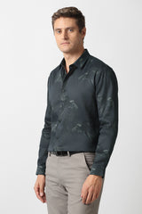 Men's Black Casual Printed Slim Fit Full Sleeves Shirt