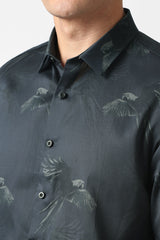 Men's Black Casual Printed Slim Fit Full Sleeves Shirt
