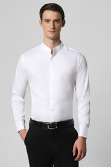 Men's White Formal Solid Slim Fit Full Sleeves Shirt