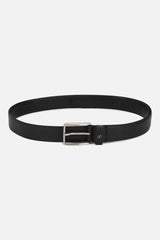 Men's Black Solid Leather Belt and Wallet Combo
