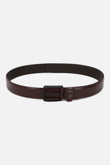 Men's Brown Solid Leather Belt and Wallet Combo
