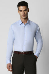 Men's Blue Formal Textured Regular Fit Full Sleeves Shirt