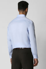 Men's Blue Formal Textured Regular Fit Full Sleeves Shirt