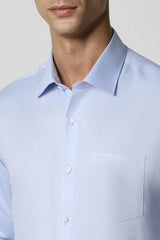 Men's Blue Formal Textured Regular Fit Full Sleeves Shirt