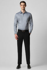 Men's Grey Formal Textured Regular Fit Full Sleeves Shirt