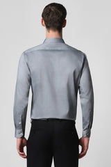 Men's Grey Formal Textured Regular Fit Full Sleeves Shirt