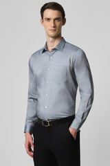 Men's Grey Formal Textured Regular Fit Full Sleeves Shirt