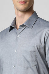 Men's Grey Formal Textured Regular Fit Full Sleeves Shirt
