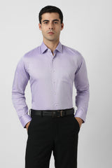 Men's Purple Formal Textured Slim Fit Full Sleeves Shirt